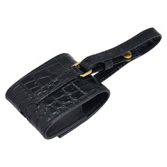 サンローラン YSLロゴ クロコダイル型押し AirPods エアポッツケース イヤホンケース ブラック レザー レディース SAINT LAURENT 【中古】