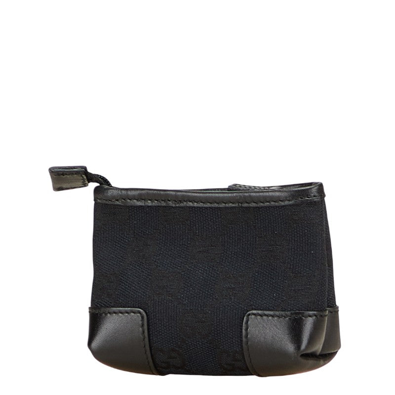 グッチ GGキャンバス ポーチ 小物入れ 039 1114 ブラック キャンバス レザー レディース GUCCI 【中古】