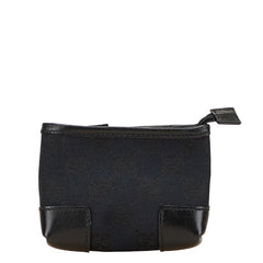 グッチ GGキャンバス ポーチ 小物入れ 039 1114 ブラック キャンバス レザー レディース GUCCI 【中古】
