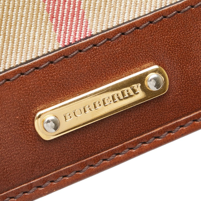 バーバリー ノバチェック パスケース カードケース ベージュ マルチカラー キャンバス レザー レディース BURBERRY 【中古】