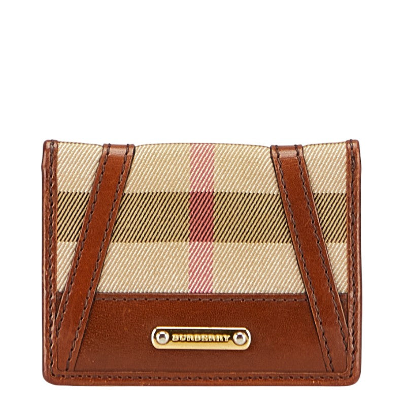 バーバリー ノバチェック パスケース カードケース ベージュ マルチカラー キャンバス レザー レディース BURBERRY 【中古】