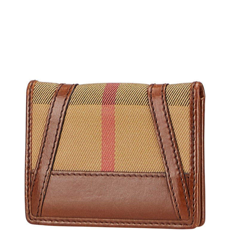 バーバリー ノバチェック パスケース カードケース ベージュ マルチカラー キャンバス レザー レディース BURBERRY 【中古】