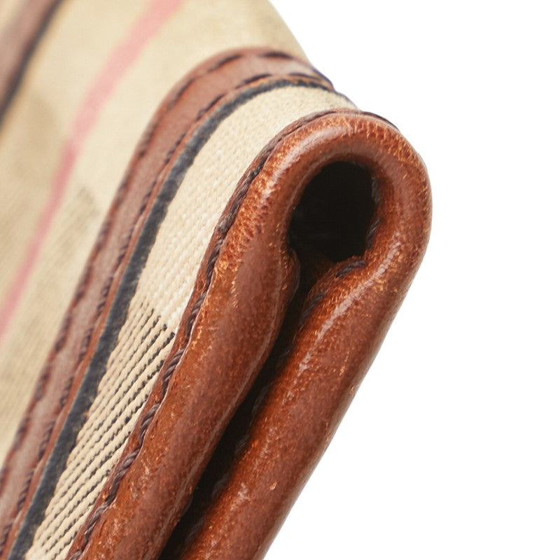 バーバリー ノバチェック パスケース カードケース ベージュ マルチカラー キャンバス レザー レディース BURBERRY 【中古】
