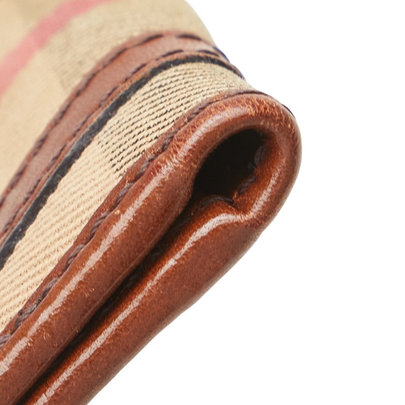 バーバリー ノバチェック パスケース カードケース ベージュ マルチカラー キャンバス レザー レディース BURBERRY 【中古】