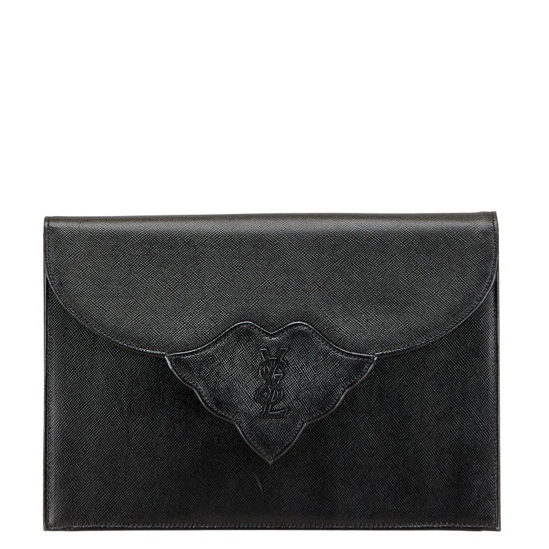 サンローラン クラッチバッグ セカンドバッグ ブラック レザー レディース SAINT LAURENT 【中古】