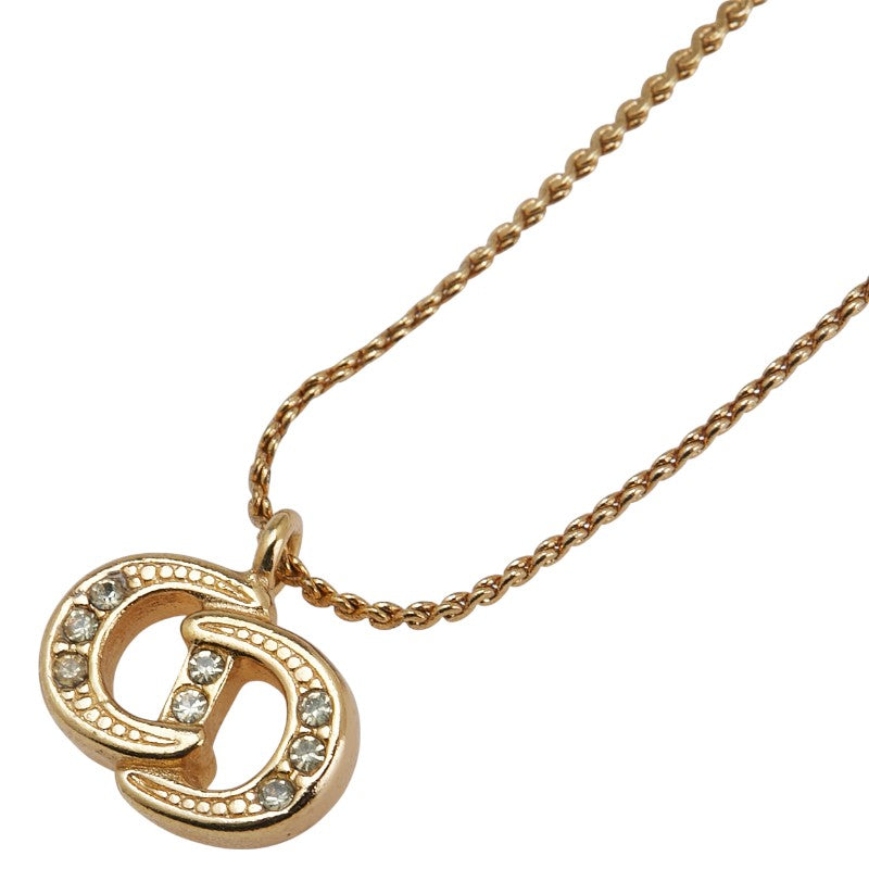 ディオール CDロゴ ペンダントネックレス ゴールド メッキ ラインストーン レディース Dior 【中古】