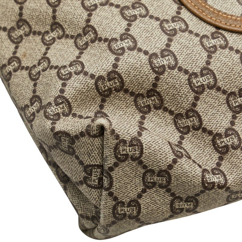 グッチ GGプラス オールドグッチ シェリーライン トートバッグ ベージュ カーキ PVC レザー レディース GUCCI 【中古】