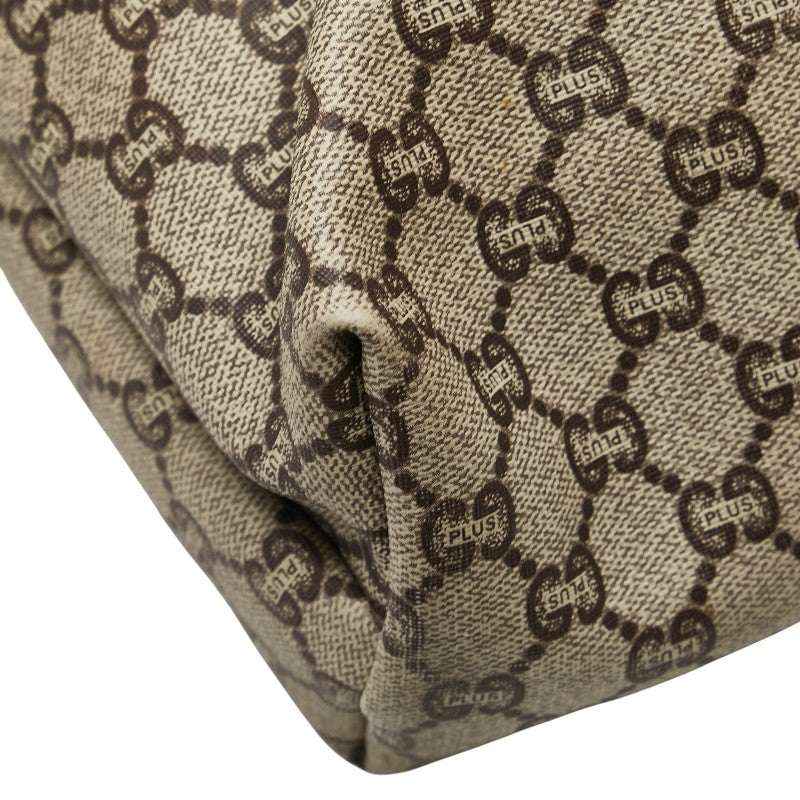 グッチ GGプラス オールドグッチ シェリーライン トートバッグ ベージュ カーキ PVC レザー レディース GUCCI 【中古】