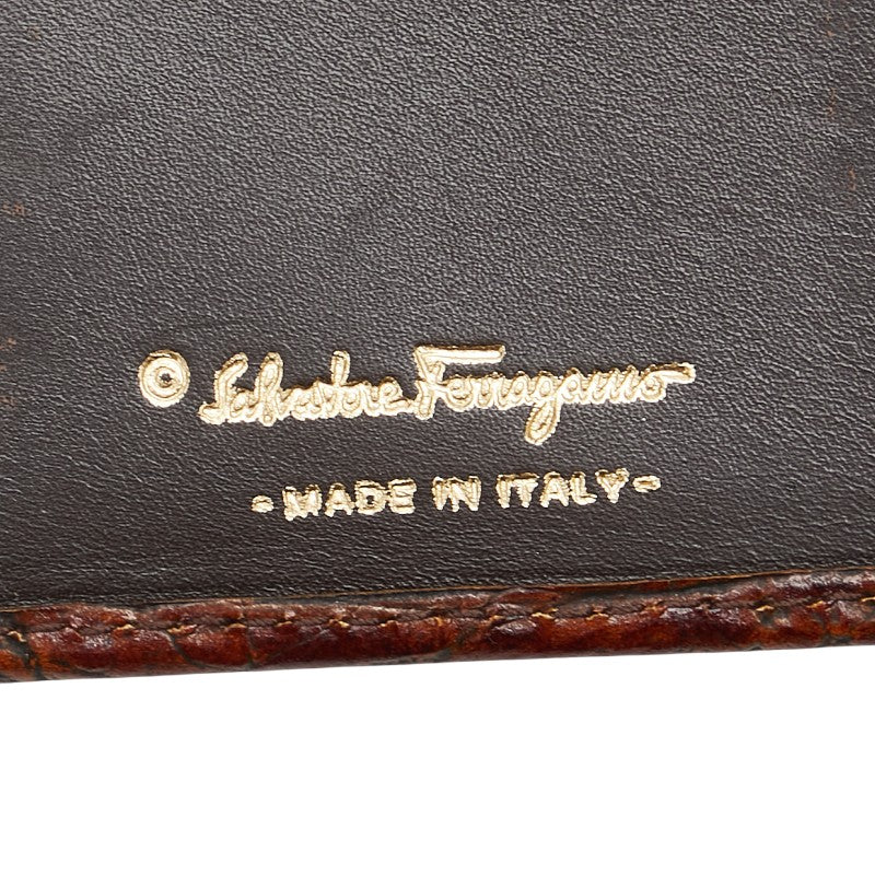 サルヴァトーレフェラガモ ガンチーニ 長財布 ブラウン レザー レディース Salvatore Ferragamo 【中古】