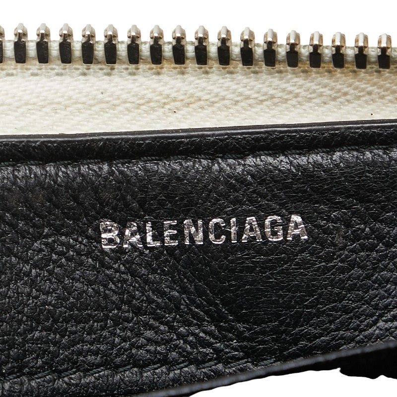 バレンシアガ エブリデイ 長財布 ラウンドファスナー ホワイト レザー レディース BALENCIAGA 【中古】