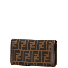 フェンディ ズッカ 長財布 30851 ブラウン ブラック キャンバス レザー レディース FENDI 【中古】