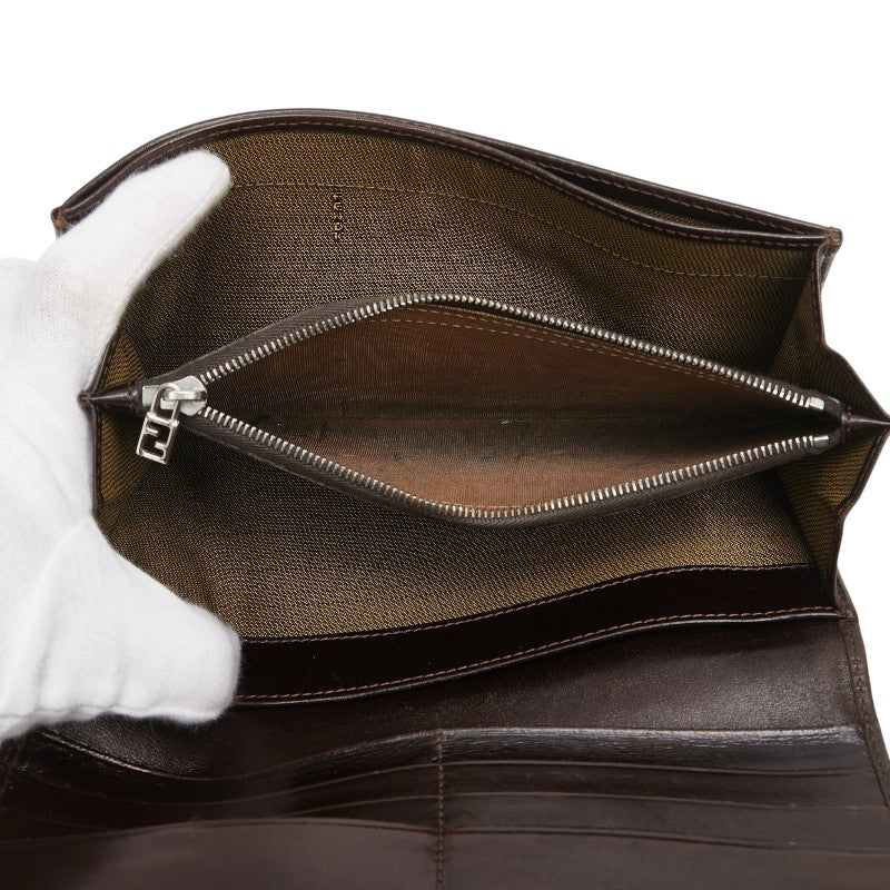 フェンディ ズッカ 長財布 30851 ブラウン ブラック キャンバス レザー レディース FENDI 【中古】