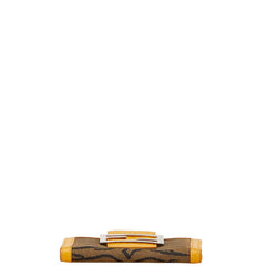 フェンディ 二つ折り財布 8M0035 ブラウン イエロー レザー キャンバス レディース FENDI 【中古】