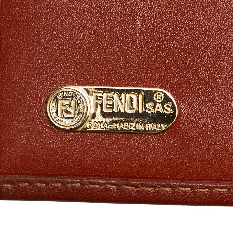 フェンディ ペカン 二つ折り財布 カーキ ブラウン PVC レザー レディース FENDI 【中古】