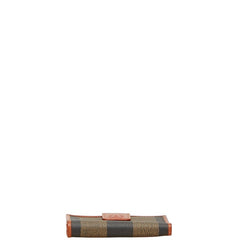 フェンディ ペカン 二つ折り財布 カーキ ブラウン PVC レザー レディース FENDI 【中古】