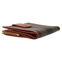 フェンディ ペカン 二つ折り財布 カーキ ブラウン PVC レザー レディース FENDI 【中古】
