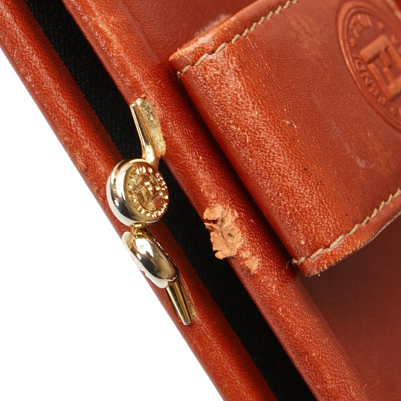 フェンディ ペカン 二つ折り財布 カーキ ブラウン PVC レザー レディース FENDI 【中古】