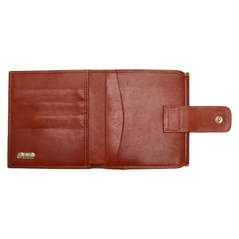 フェンディ ペカン 二つ折り財布 カーキ ブラウン PVC レザー レディース FENDI 【中古】