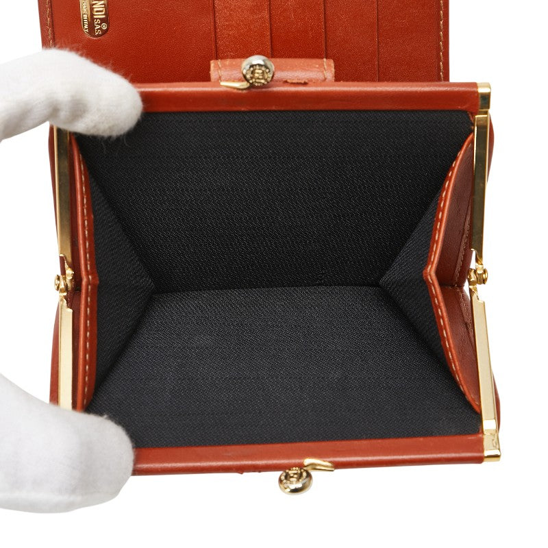 フェンディ ペカン 二つ折り財布 カーキ ブラウン PVC レザー レディース FENDI 【中古】