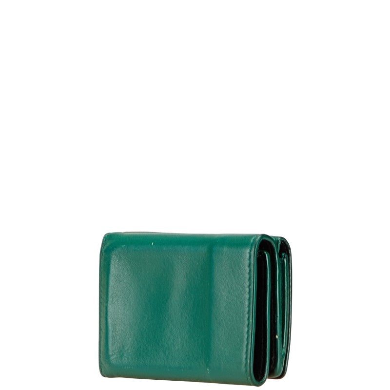 バレンシアガ ロゴ 三つ折り財布 グリーン レザー レディース BALENCIAGA 【中古】