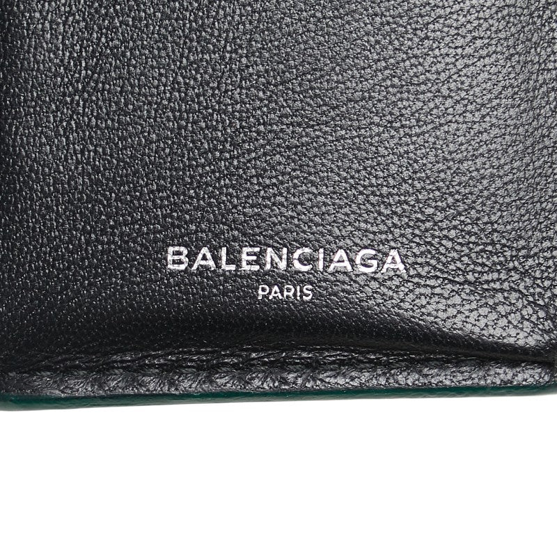 バレンシアガ ロゴ 三つ折り財布 グリーン レザー レディース BALENCIAGA 【中古】