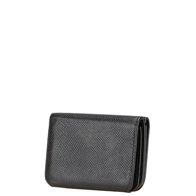 バレンシアガ ロゴ コンパクトウォレット 三つ折り財布 593813 ブラック レザー レディース BALENCIAGA 【中古】