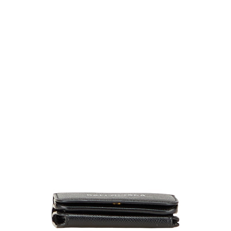 バレンシアガ ロゴ コンパクトウォレット 三つ折り財布 593813 ブラック レザー レディース BALENCIAGA 【中古】