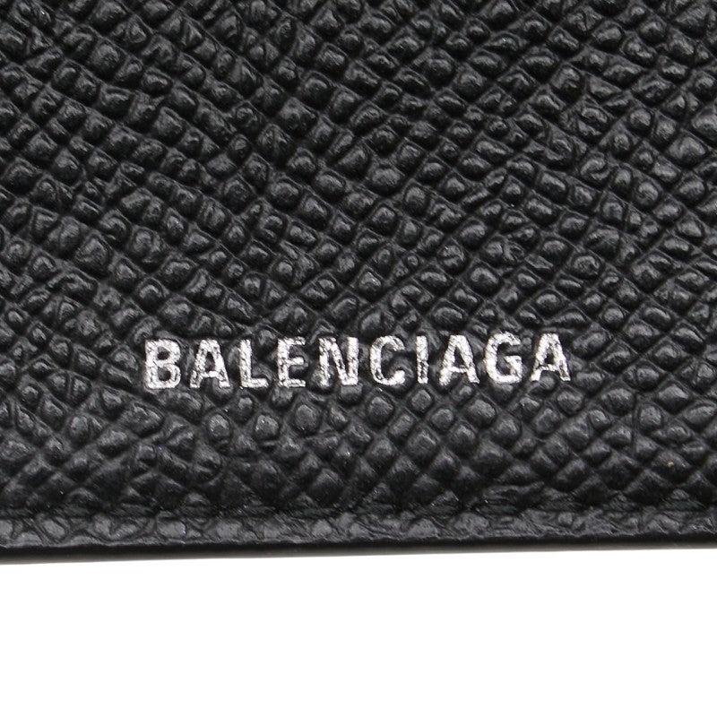 バレンシアガ ロゴ コンパクトウォレット 三つ折り財布 593813 ブラック レザー レディース BALENCIAGA 【中古】