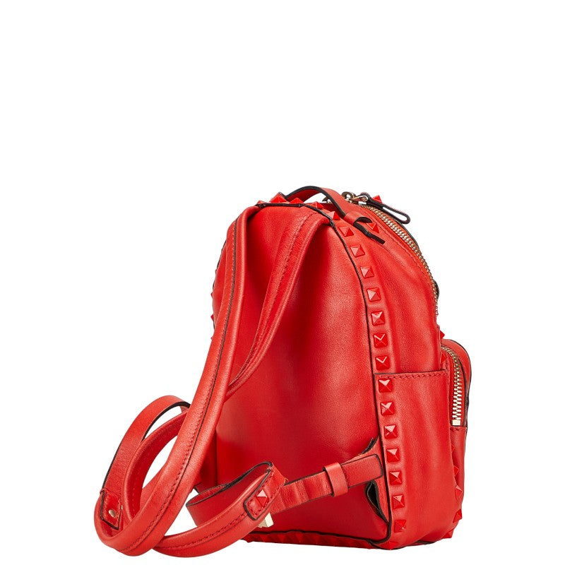 ヴァレンティノ ロックスタッズ リュック バックパック レッド レザー レディース VALENTINO 【中古】