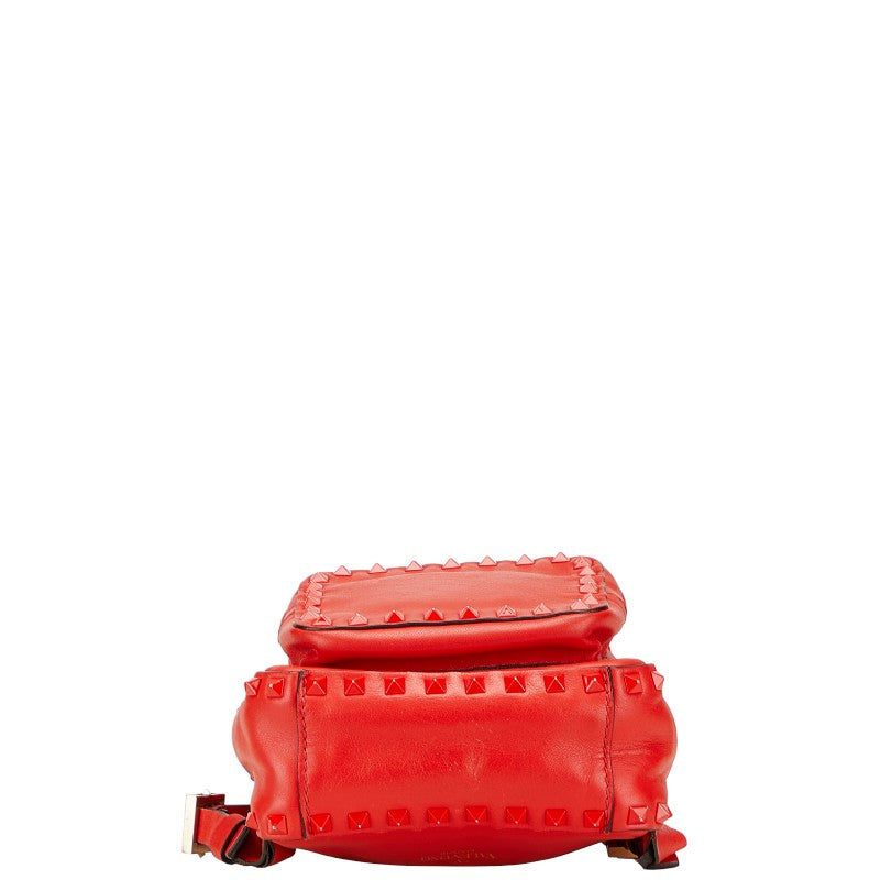 ヴァレンティノ ロックスタッズ リュック バックパック レッド レザー レディース VALENTINO 【中古】