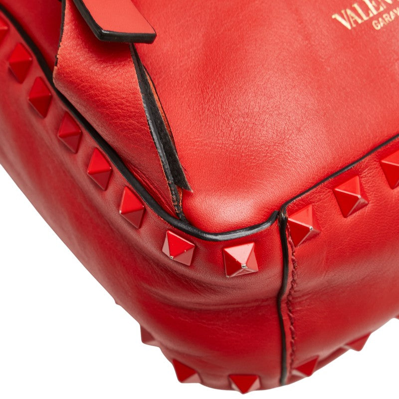 ヴァレンティノ ロックスタッズ リュック バックパック レッド レザー レディース VALENTINO 【中古】
