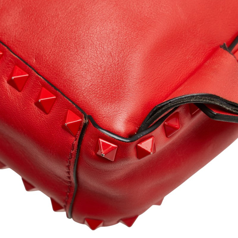 ヴァレンティノ ロックスタッズ リュック バックパック レッド レザー レディース VALENTINO 【中古】