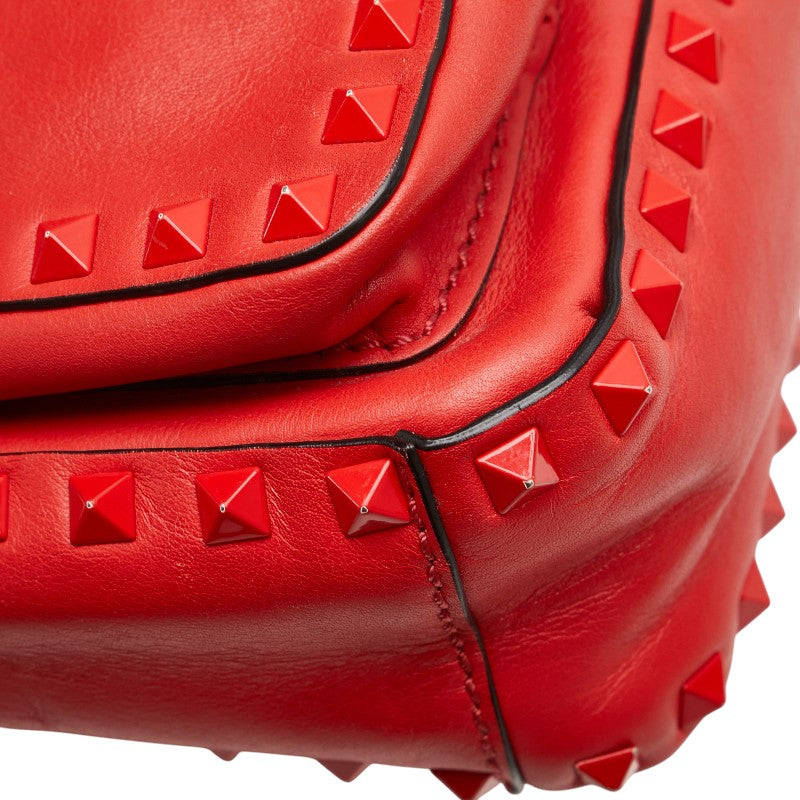 ヴァレンティノ ロックスタッズ リュック バックパック レッド レザー レディース VALENTINO 【中古】