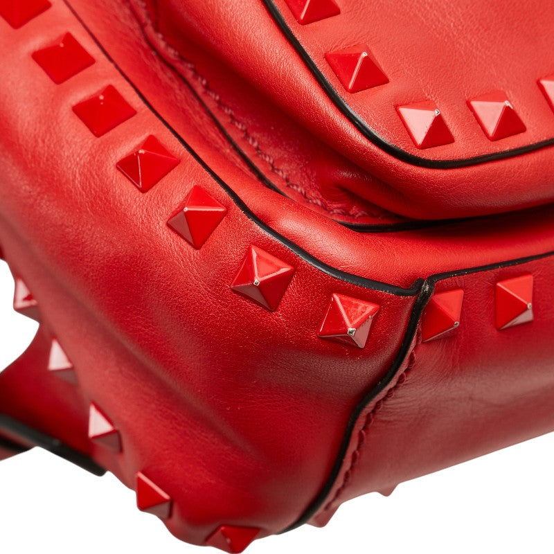 ヴァレンティノ ロックスタッズ リュック バックパック レッド レザー レディース VALENTINO 【中古】