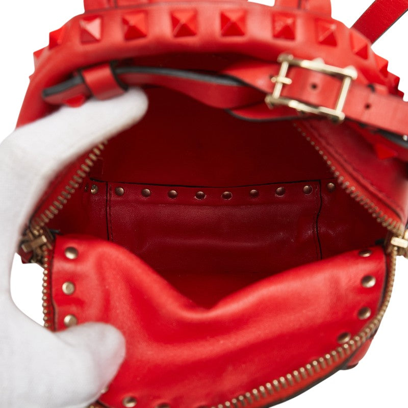 ヴァレンティノ ロックスタッズ リュック バックパック レッド レザー レディース VALENTINO 【中古】