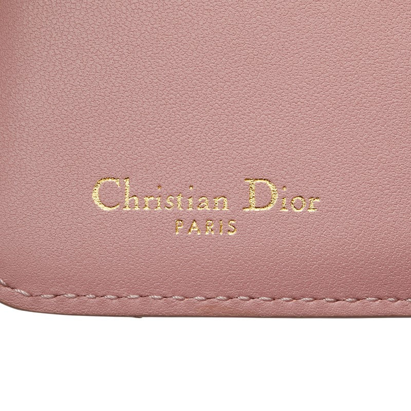 ディオール ディオール カロ カナージュ スカーレット ウォレット 二つ折り財布 ピンク レザー レディース Dior 【中古】
