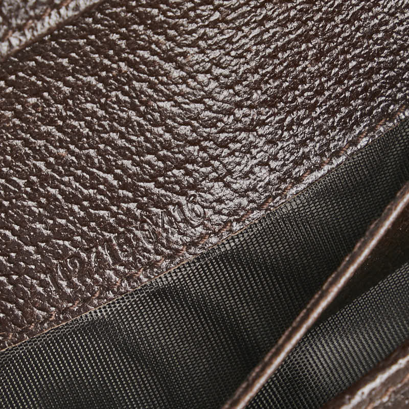 グッチ GGキャンバス メタルバー 長財布 112715 ベージュ ブラウン キャンバス レザー レディース GUCCI 【中古】