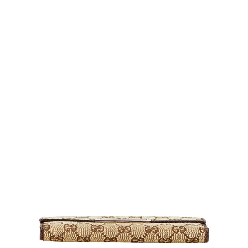 グッチ GGキャンバス メタルバー 長財布 112715 ベージュ ブラウン キャンバス レザー レディース GUCCI 【中古】