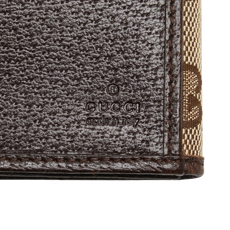 グッチ GGキャンバス メタルバー 長財布 112715 ベージュ ブラウン キャンバス レザー レディース GUCCI 【中古】