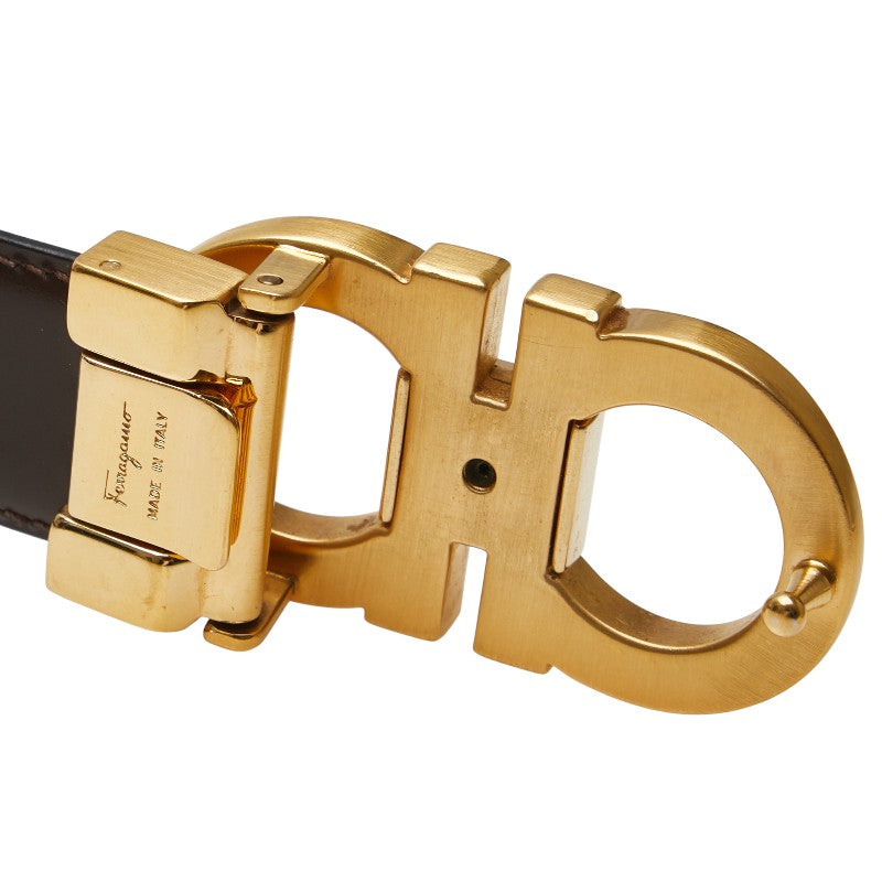 サルヴァトーレフェラガモ ガンチーニ リバーシブル ベルト ブラック ブラウン レザー メンズ Salvatore Ferragamo 【中古】