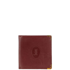 カルティエ マストライン 札入れ ワインレッド ゴールド レザー レディース CARTIER 【中古】