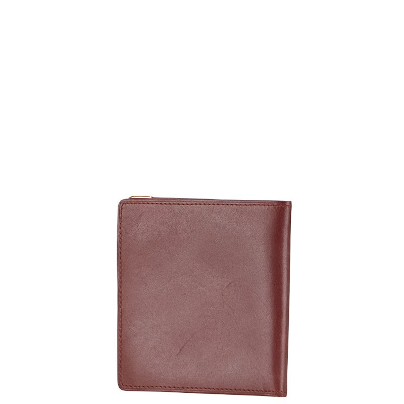 カルティエ マストライン 札入れ ワインレッド ゴールド レザー レディース CARTIER 【中古】