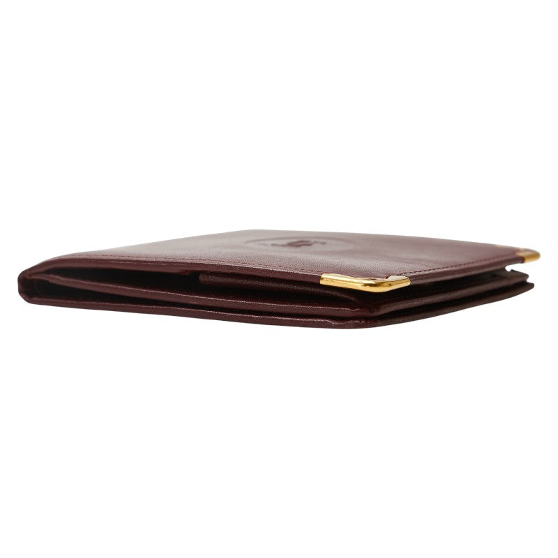 カルティエ マストライン 札入れ ワインレッド ゴールド レザー レディース CARTIER 【中古】