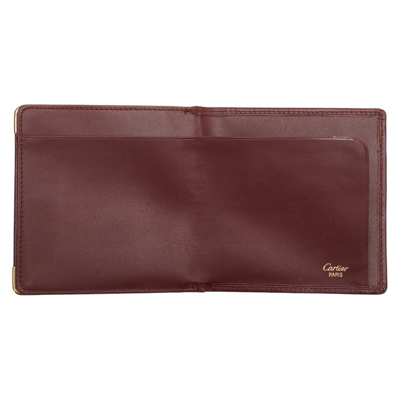 カルティエ マストライン 札入れ ワインレッド ゴールド レザー レディース CARTIER 【中古】