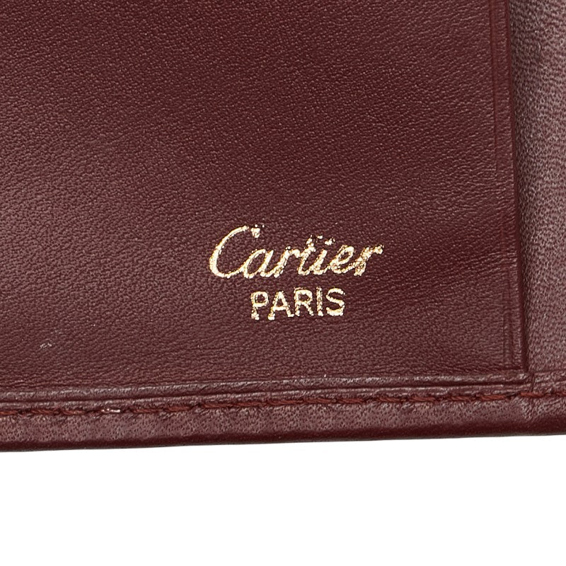 カルティエ マストライン 札入れ ワインレッド ゴールド レザー レディース CARTIER 【中古】