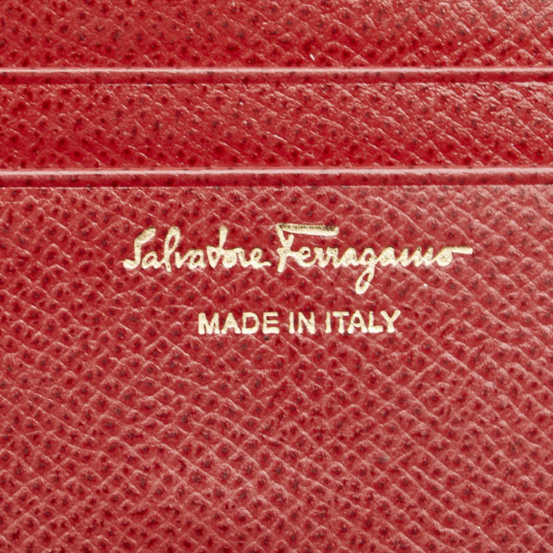 サルヴァトーレフェラガモ ガンチーニ 二つ折り財布 レッド レザー レディース Salvatore Ferragamo 【中古】