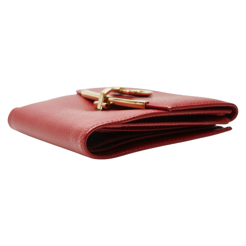 サルヴァトーレフェラガモ ガンチーニ 二つ折り財布 レッド レザー レディース Salvatore Ferragamo 【中古】