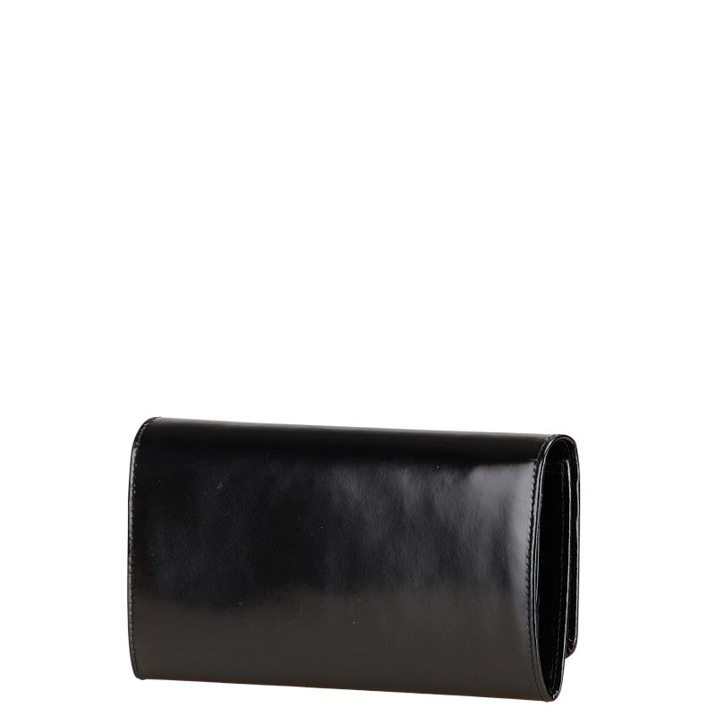 サルヴァトーレフェラガモ ガンチーニ 長財布 227555 ブラック エナメル レザー レディース Salvatore Ferragamo 【中古】
