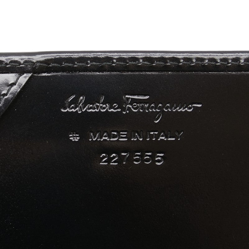 サルヴァトーレフェラガモ ガンチーニ 長財布 227555 ブラック エナメル レザー レディース Salvatore Ferragamo 【中古】