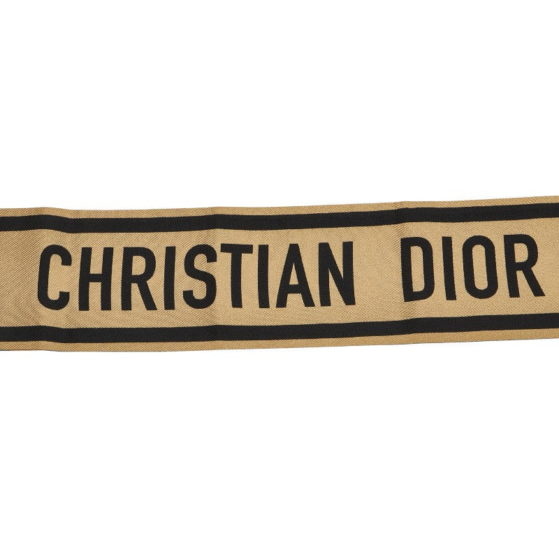 ディオール レオパード ミッツァ スカーフ ベージュ ブラック シルク レディース Dior 【中古】